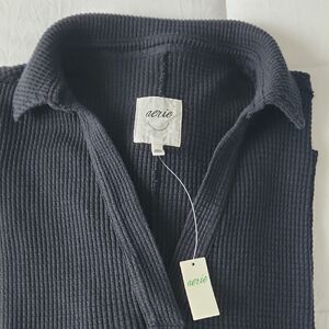 Aerie Black Ribbed Knit Top